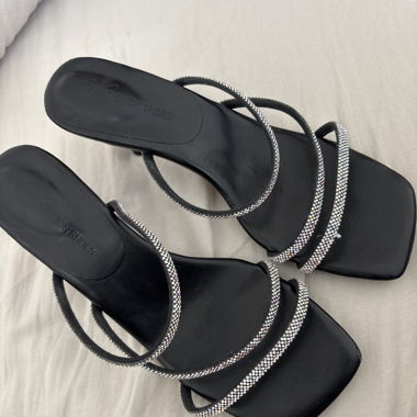 Black Rhinestone Sandals