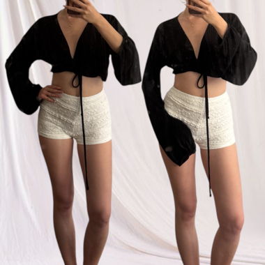 Crop top with balloon sleeves