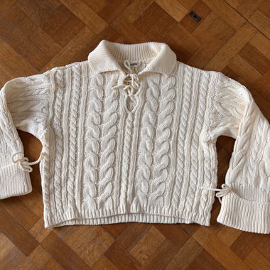 Pull en maille torsadée crème Djerf Avenue