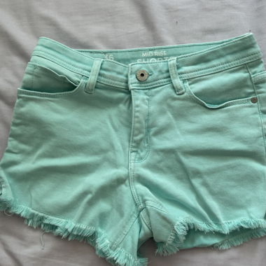 Turquoise denim shorts