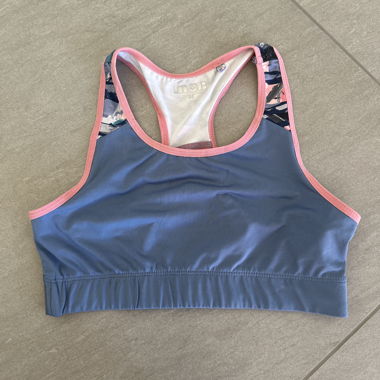 Reggiseno sportivo blu/rosa, taglia 36