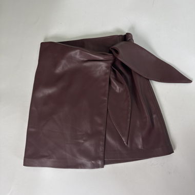 MNG faux leather wrap skirt