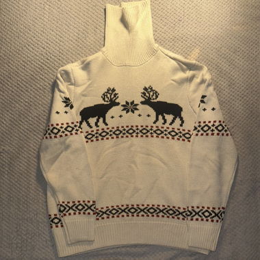 Maglione norvegese bianco con motivo alce