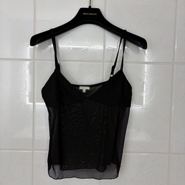 Schwarzes transparentes Trägertop S