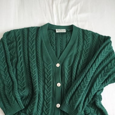 Green knitted cardigan