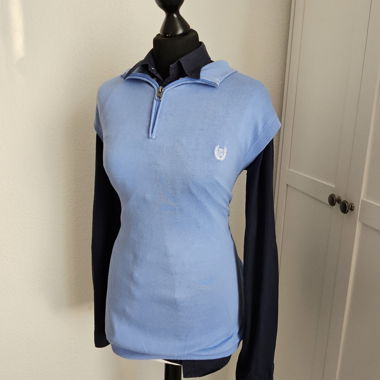Chaps pull sans manches à col polo à zip Ralph Lauren bleu bébé