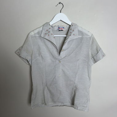 Camicia Fermetex a maniche corte con ricamo floreale