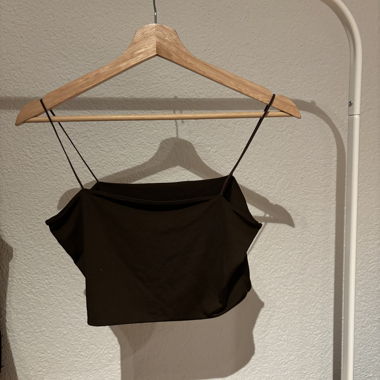 Braunes Spaghettiträger Crop Top