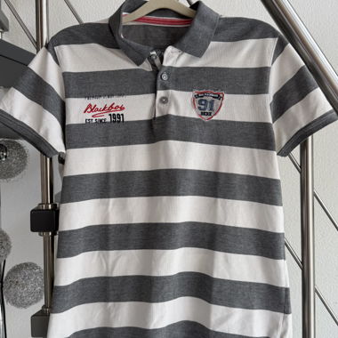 T-shirt a righe grigio-bianco taglia M Black Bob