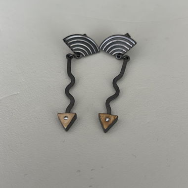 Triangle Earrings 925 Sterling Silver 0.01 Ct Diamond