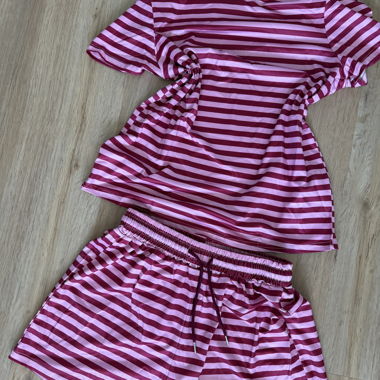 Ensemble rayé rose