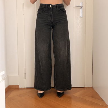 Jean à strass large noir Zara