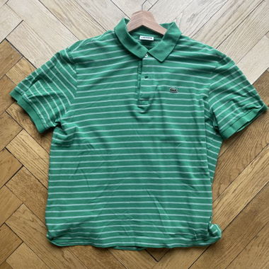 Polo Lacoste verde a righe