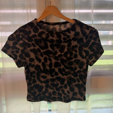 Leopard Print Short-Sleeve Top