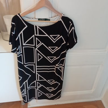 Black Lauren Dress with Geometric Pattern