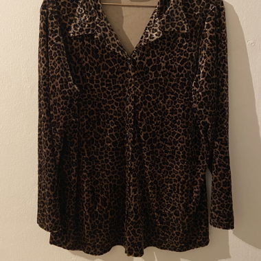 Leoparden Print Langarm Hemd / Bluse 