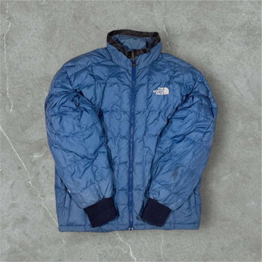 vintage the north face puffer jacket in blue