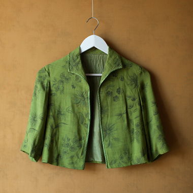 Veste courte florale verte