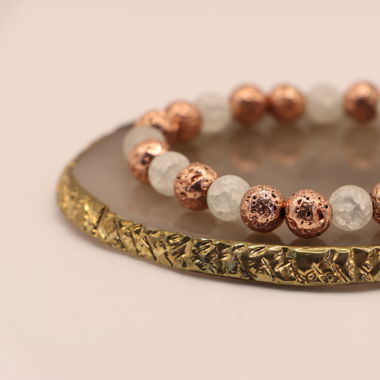 Lavastein-Matt Bergkristall Armband 