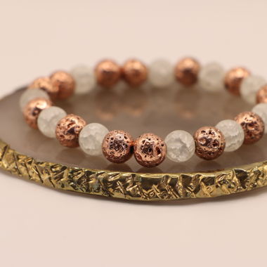 Lavastein-Matt Bergkristall Armband 