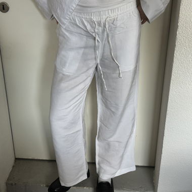 Pantalon ample en lin blanc