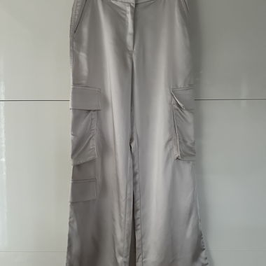 Satin-Cargohose beige