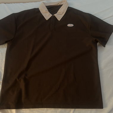 Brown polo shirt with white collar