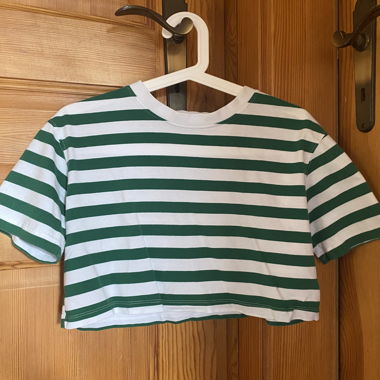 T-Shirt court rayé vert et blanc
