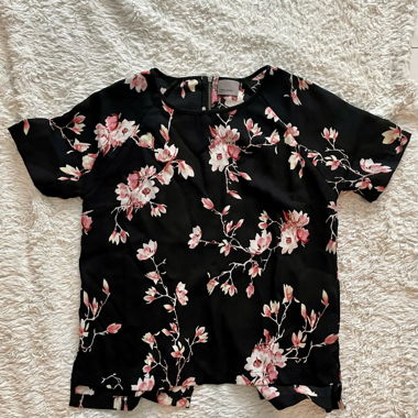 Romantische Kurzarm Bluse mit Blüten Print 