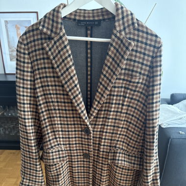 Brown checkered Zara Coat
