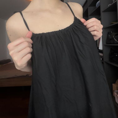 Black Slip Dress with Thin Straps