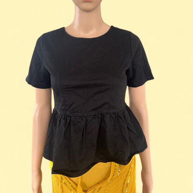 Trendy 2025 Elegant Black Peplum Top
