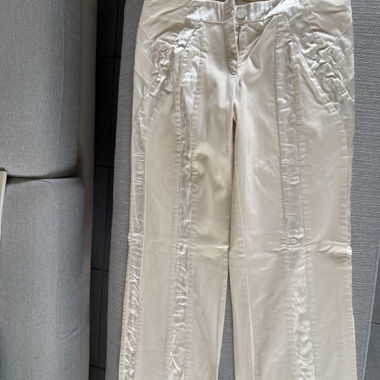 Pantalon beige avec empiècements en satin taille 44 ita