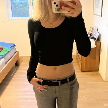 Top manica lunga, nero