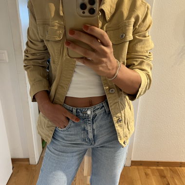Giacca di jeans beige