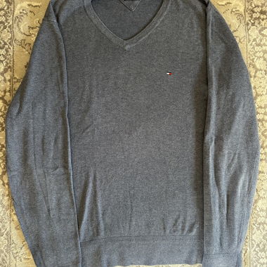 Maglione scollo a V in cotone seta Tommy Hilfiger L