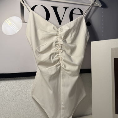 Body H&M con Spalline Sottili, Crema, XS