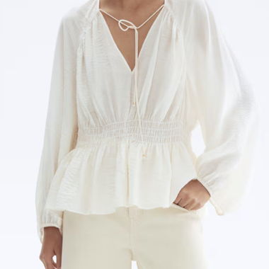 Blusa Bianca con Bottone Anteriore