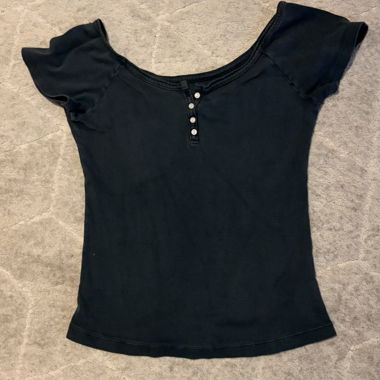 Navy Brandy Melville Y2K Henley-Top