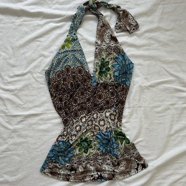 vintage halter neck top M made in France 