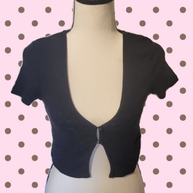 Schwarzes Cropped-Schmetterlings-Top