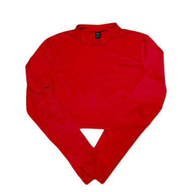 Red Long-Sleeve Crop Top