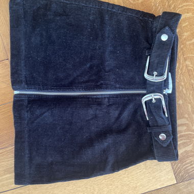 Black Ribbed Velvet Skirt