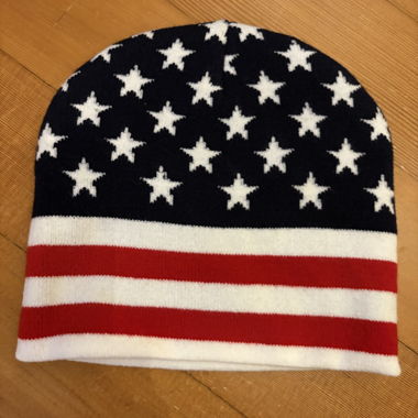 Knitted beanie with stars and stripes usa