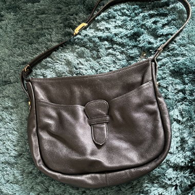 Borsa a tracolla in pelle nera Pourchet