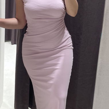 Pale Pink Draped Long Dress