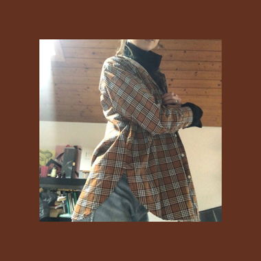 over size இ checked bluse