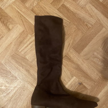 Brown High Boots with Block Heel, Size 38