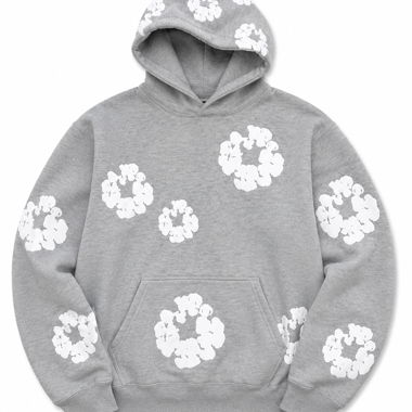 Hoodie gris à motif floral
