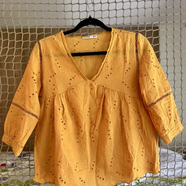 Embroidered Orange/Kaki Blouse